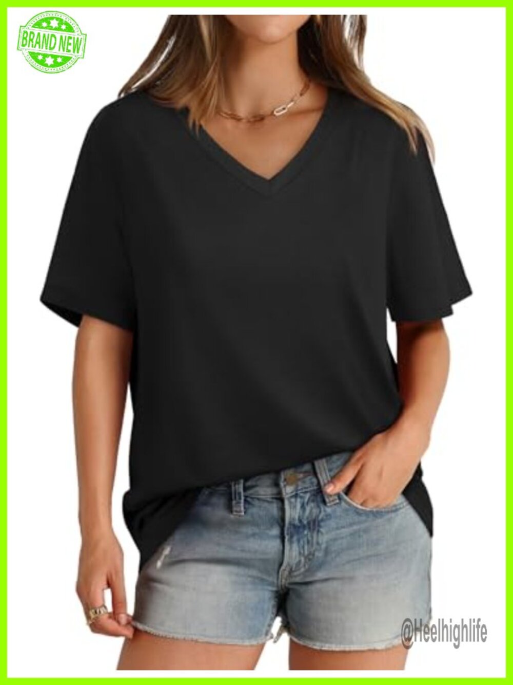 Womens V Neck Short Sleeve T Shirt Summer Casual Loose Tee S-4XL